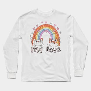 My Rainbow Cat is My Valentine Long Sleeve T-Shirt